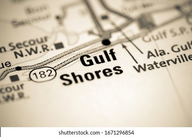 Gulf Shores. Alabama. USA On A Map