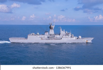 GULF OF THAILAND -30 APRIL 2019 : Australian Navy Ship HMAS Parramatta  Training In AUSTHAI 2019 Exercise.