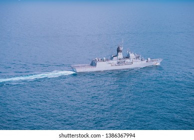 GULF OF THAILAND -30 APRIL 2019 : Australian Navy Ship HMAS Parramatta  Training In AUSTHAI 2019 Exercise.