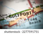 Gulfport. Mississippi. USA on a geography map