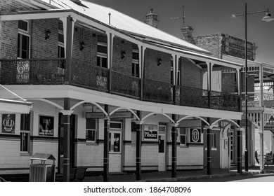 Gulgong, New South Wales, Australia. October 13, 2020. A Black And White Shot Of A Classic Early 20th Century Pub In A Small Rural Town