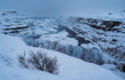 Gullfoss Falls Iceland In Winter