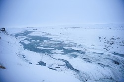 Gullfoss Waterfall Is A Breathtaking Two-tiered Waterfall. During The Winter, Iceland