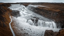 Gullfoss Waterfall, Hvita River, Golden Circle Route, Iceland, Europe