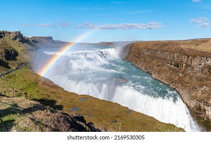 Gullfoss waterfall with rainbow in Iceland - Powered by Shutterstock