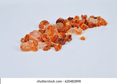  Gum arabic on white background.Selective focus.