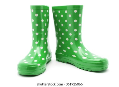 bright green rain boots