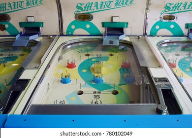 GUMMA, JAPAN May 1, 2015: Smart Ball What Is Japanese Pinball Game Machine Located Minakami Hot Spring In Gumma. It Has A Common Prototype With Billiards As It Goes Back.