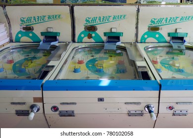 GUMMA, JAPAN May 1, 2015: Smart Ball What Is Japanese Pinball Game Machine Located Minakami Hot Spring In Gumma. It Has A Common Prototype With Billiards As It Goes Back.