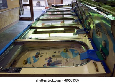 GUMMA, JAPAN May 1, 2015: Smart Ball What Is Japanese Pinball Game Machine Located Minakami Hot Spring In Gumma. It Has A Common Prototype With Billiards As It Goes Back.