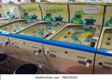 GUMMA, JAPAN May 1, 2015: Smart Ball What Is Japanese Pinball Game Machine Located Minakami Hot Spring In Gumma. It Has A Common Prototype With Billiards As It Goes Back.