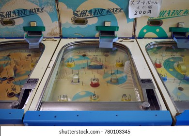 GUMMA, JAPAN May 1, 2015: Smart Ball What Is Japanese Pinball Game Machine Located Minakami Hot Spring In Gumma. It Has A Common Prototype With Billiards As It Goes Back.