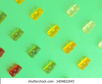Gummy Bear. Kids Vitamins On Colorful Background.