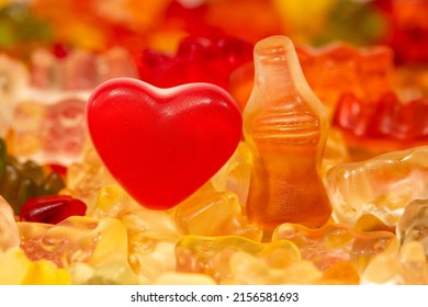 Gummy Cola Bottle And Heart Candy