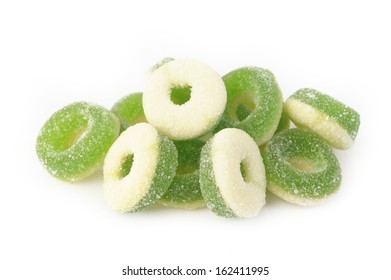 Gummy Rings Shaped On White