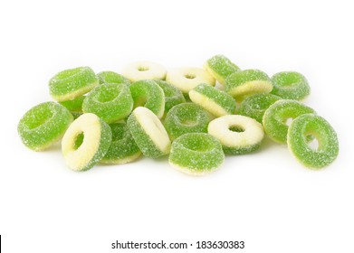 Gummy Rings Shaped On White Background