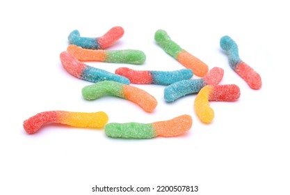 Gummy Worm Candies On White Background Stock Photo 2200507813 ...