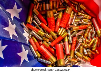 Gun Control:
Pile of bullets on top of American Flag
Debating the gun control issue
El Paso, Texas
12 January 2019