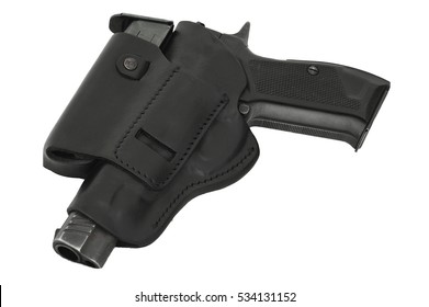The gun in the holster. Isolated - Shutterstock ID 534131152
