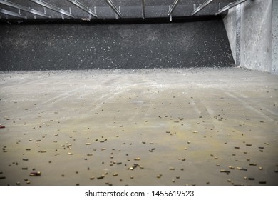 Gun Shells At A Gun Range Indoors.