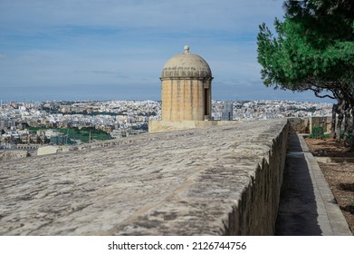 Gun Turret On Old City Walls In Valletta, Malta