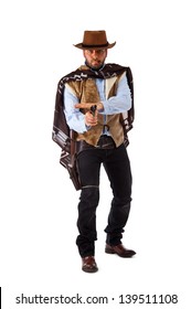 Gunman in the old wild west on white background.