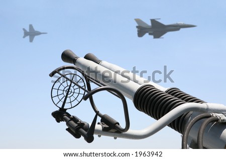 A gunner ready to shoot down enemy airplanes
