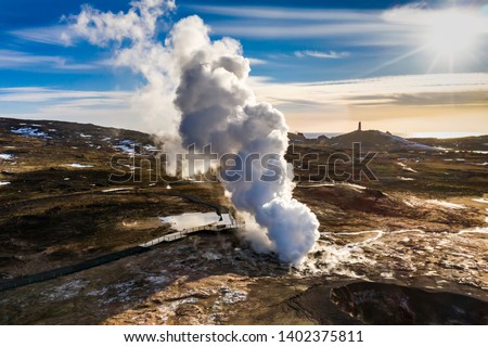 Gunnuhver geothermal area, Reykjanes peninsula, Iceland Aerial view