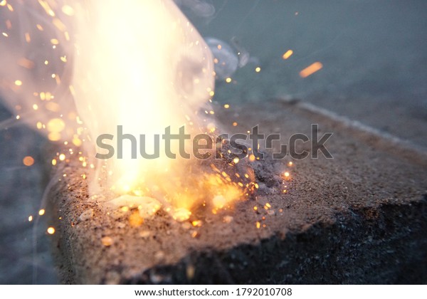 Gunpowder explosion, black\
powder fire