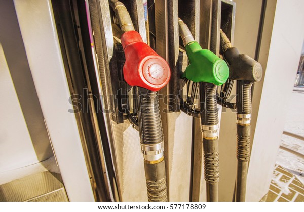 Guns for filling fuel\
at the gas station
