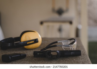 Guns And Shooting Equipment In The Shooting Range