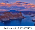 Gunsight Butte Lake Powell Utah at sunset