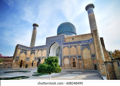 Gur E Amir Mausoleum known also as Tomb of Tamerlane (Amir Timur). Registan Square Shah-i-Zinda - UNESCO World Heritage, Samarkand, Uzbekistan.