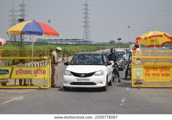 Gurgaon\
administration sealed border due to spread of corona infection.\
Gurgaon, Haryana, India. April 29,\
2020.