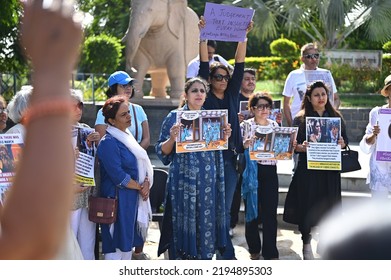 Gurgaon Residents Protest Against The Release Of Rape Accused Of Bilkis Bano During The 2002 Gujarat Riots. Gurgaon, Haryana, India. August 28, 2022.