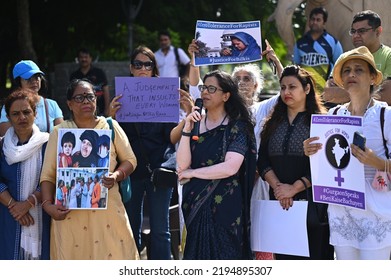 Gurgaon Residents Protest Against The Release Of Rape Accused Of Bilkis Bano During The 2002 Gujarat Riots. Gurgaon, Haryana, India. August 28, 2022.