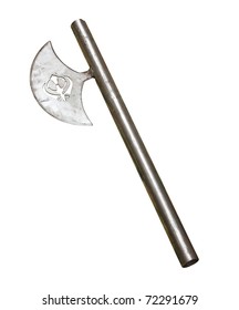 gurkhas hatchet, traditional indian axe with sikh symbol - clipping path