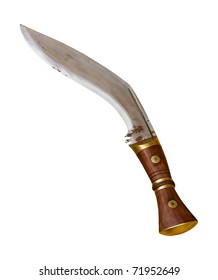 gurkhas kukri knife from nepal, traditional dagger nepalese, indian, sikh - clipping path