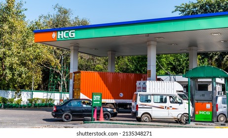 Gurugram, Gurgaon - 13 Mar, 2022 - Newly opened CNG filling of SKN HCG, Haryana City Gas Distribution Limited