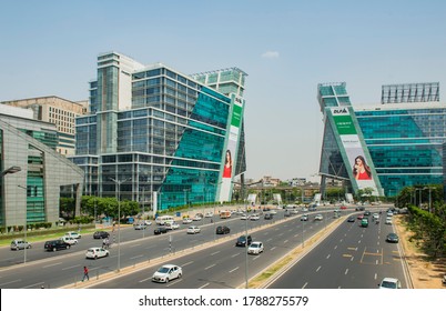 Gurugram Haryana/India April 25 2017 : Cyber City During Day Time With Traffic