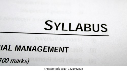 Gurugram, Haryana,India - May 21,2019 : Syllabus printed in book with large letters. 

