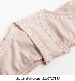 Gusset On Women's Cotton Underpants. Square. Beige Underpants