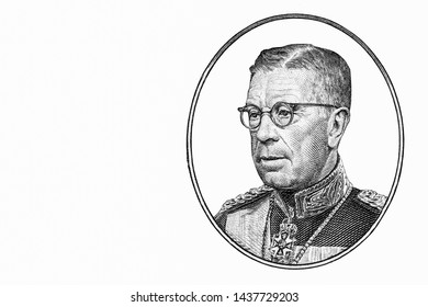 Gustaf VI Adolf Of Sweden, Portrait From Sweden 5 Kronor 1963 Banknotes.