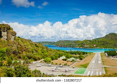 Gustavia, St. Barths / French West Indies - October 5, 2013: Gustaf III Airport, Also Known As Saint Barthélemy Airport, Sometimes As St. Jean Airport, Is A Public Use Airport.