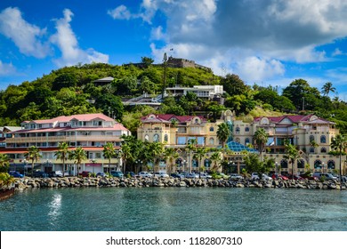 Gustavia, St. Barths / French West Indies - October 5, 2013: The Main Town, Gustavia, Has Many High-end Boutiques That Are An Essential Source Of Revenue For The Island Of Saint Barthélemy.