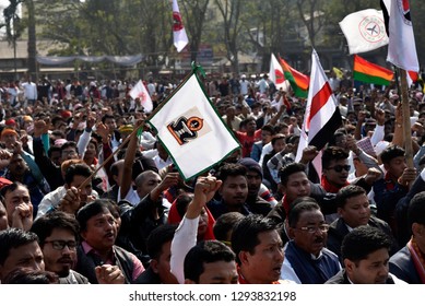 Guwahati, Assam, India. 23 January 2019. The All Assam Students’ Union (AASU) organises a mass agitation ‘Bajra Ninad’ in protest against the much debated Citizenship (Amendment) Bill 2016.
