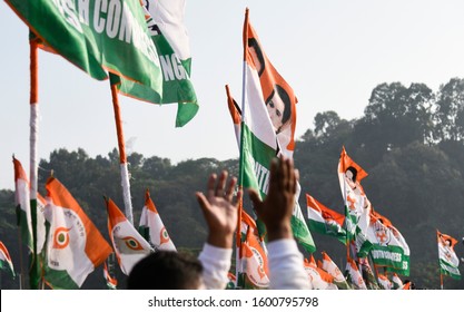 Guwahati, Assam, India. 28 December 2019. Supporters Of India's Main Opposition Congress Party During A Protest Rally Against A New Citizenship Law, In Guwahati.