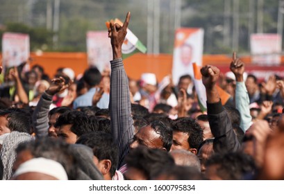 Guwahati, Assam, India. 28 December 2019. Supporters Of India's Main Opposition Congress Party During A Protest Rally Against A New Citizenship Law, In Guwahati.