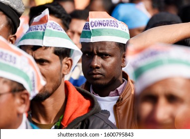 Guwahati, Assam, India. 28 December 2019. Supporters Of India's Main Opposition Congress Party During A Protest Rally Against A New Citizenship Law, In Guwahati.