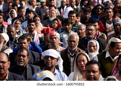 Guwahati, Assam, India. 28 December 2019. Supporters Of India's Main Opposition Congress Party During A Protest Rally Against A New Citizenship Law, In Guwahati.